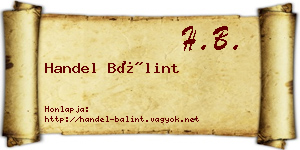 Handel Bálint névjegykártya